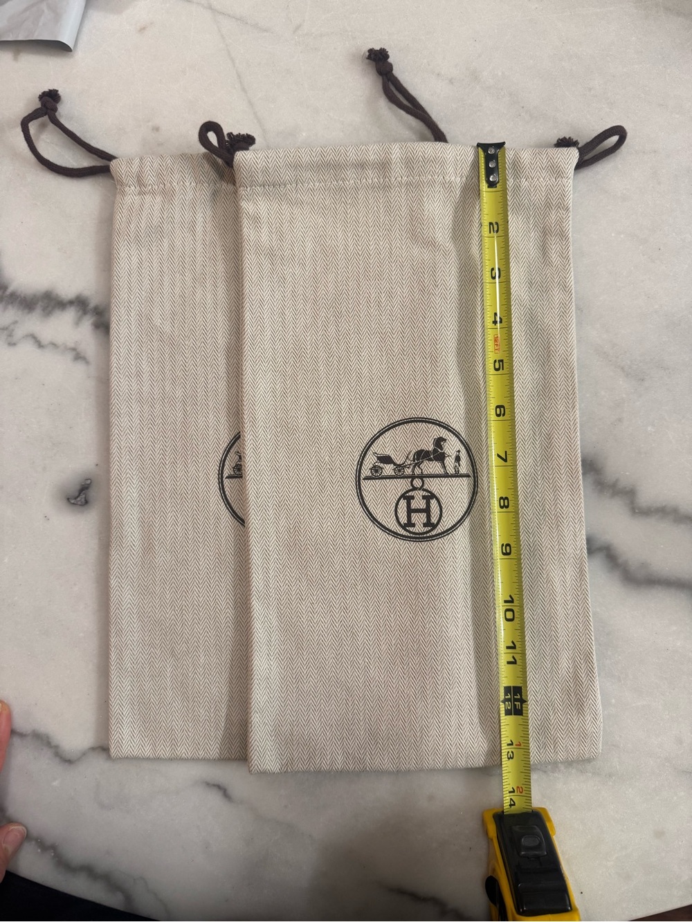 Two Hermes dustbags 13 x 7.5